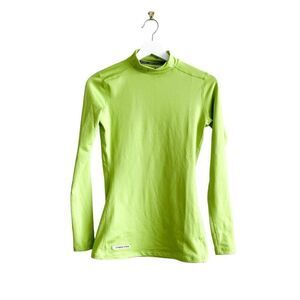 Under Armour Women's Coldgear Mock Neck Long Sleeve Activewear Top Lime Green Sm